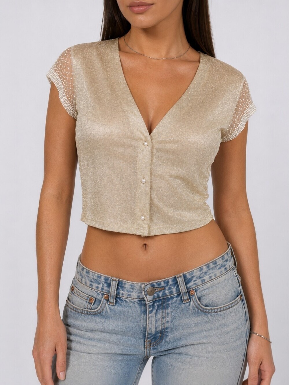 Vintage Victoria’s Secret Collection Rare 2000s Y2K Beaded Mesh Crop Top S